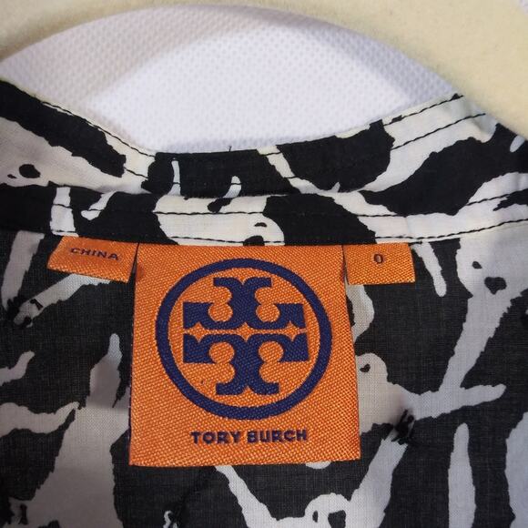 Tory Burch Black White Swinging Monkey Blouse Top Size 0 - Picture 7 of 9